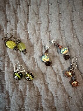 Handmade Green and Brown Bead Drop Earrings - Women Jewelry